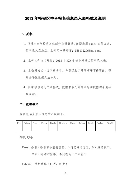 2013中考电子信息录入表格式及说明