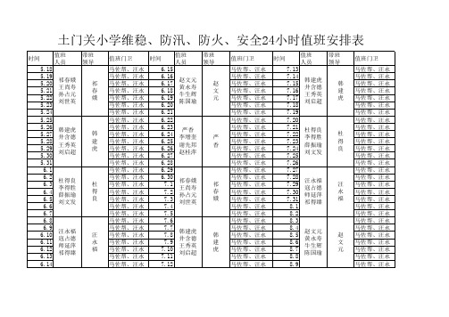 防汛值班安排表