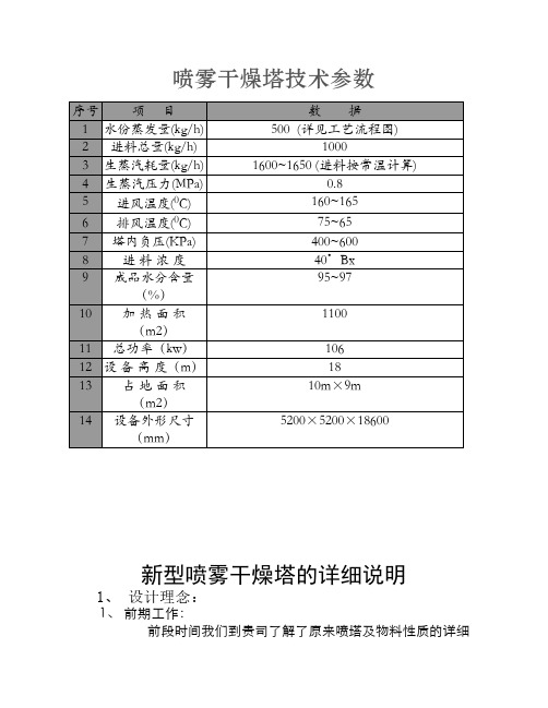 喷雾干燥塔技术参数