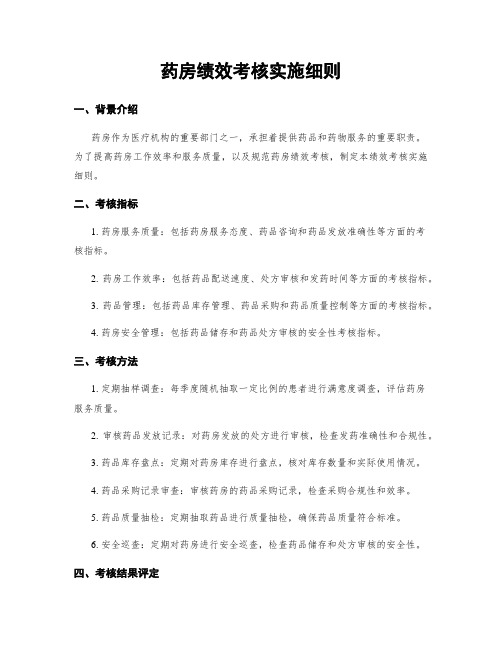 药房绩效考核实施细则