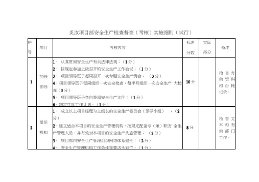 安全生产检查督查(考核)实施细则