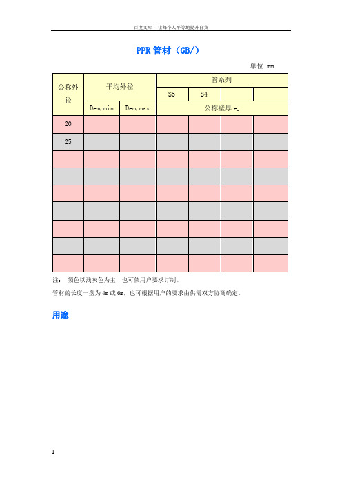 PPR管材国家规范