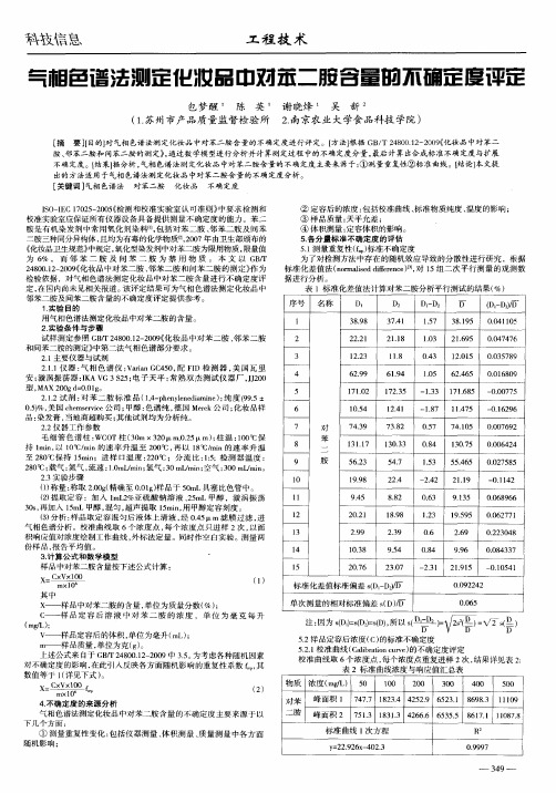 气相色谱法测定化妆品中对苯二胺含量的不确定度评定