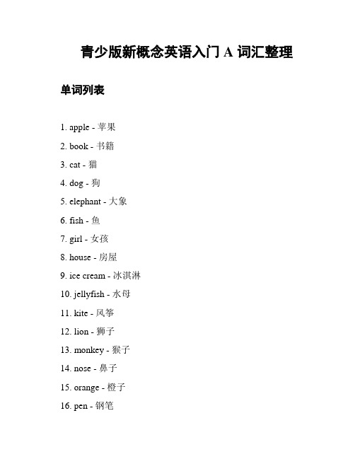 青少版新概念英语入门A 词汇整理