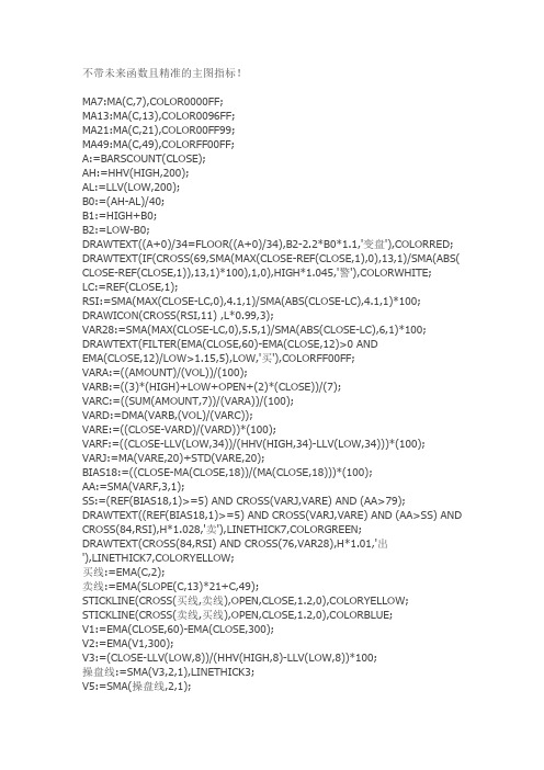 不带未来函数且精准的主图指标通达信指标公式源码