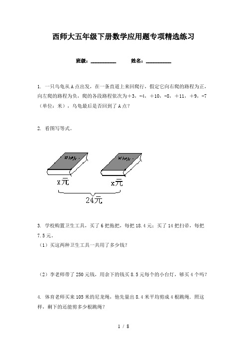 西师大五年级下册数学应用题专项精选练习