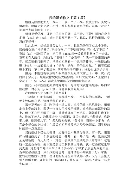 我的姐姐作文500字精选