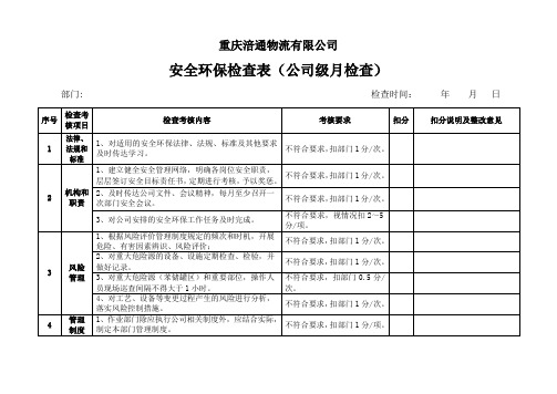 安全环保检查表(公司级月检查)