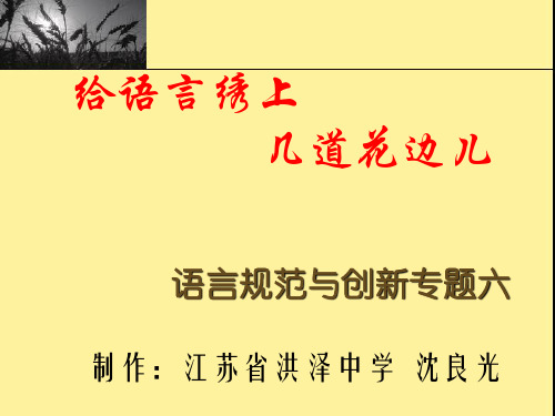 高中语文《语言规范与创新专题六：给语言绣上几道花边儿》PPT