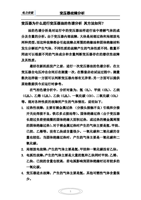 变压器为什么进行变压器油的色谱分析其方法如何