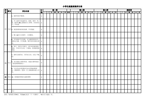 小学生家庭表现评分表