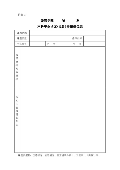 嘉应学院本科毕业论文(设计)开题报告表