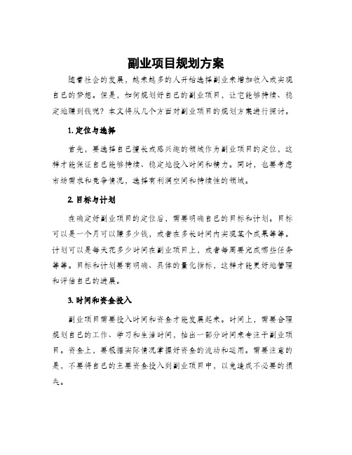 副业项目规划方案