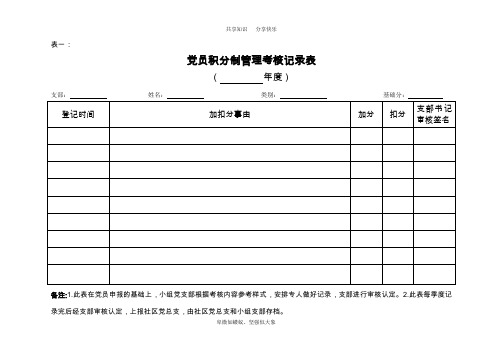 党员积分制考核表格