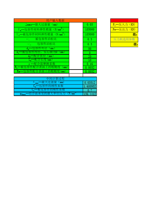 过盈配合压入力与压出力计算