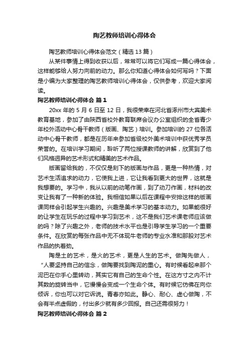 陶艺教师培训心得体会范文（精选13篇）