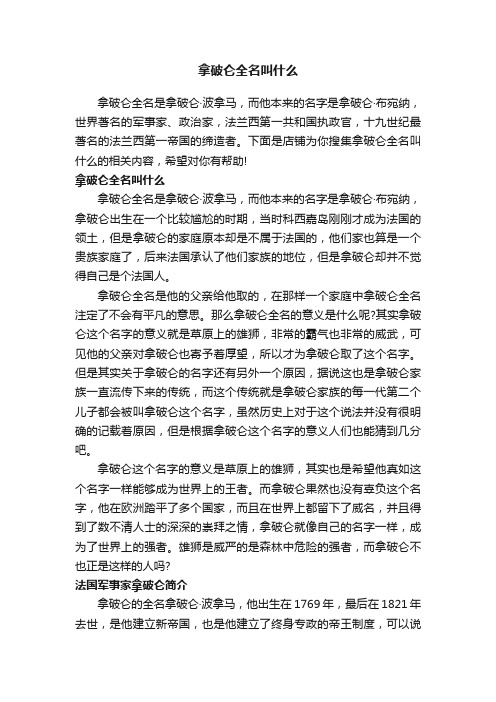 拿破仑全名叫什么