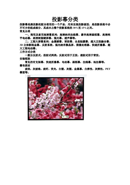 常见投影幕分类