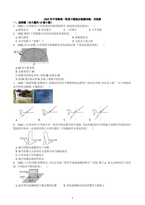 2023年中考物理一轮复习精选压轴题训练：光现象-试卷