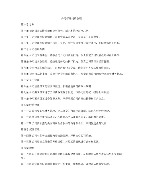 公司管理制度总纲