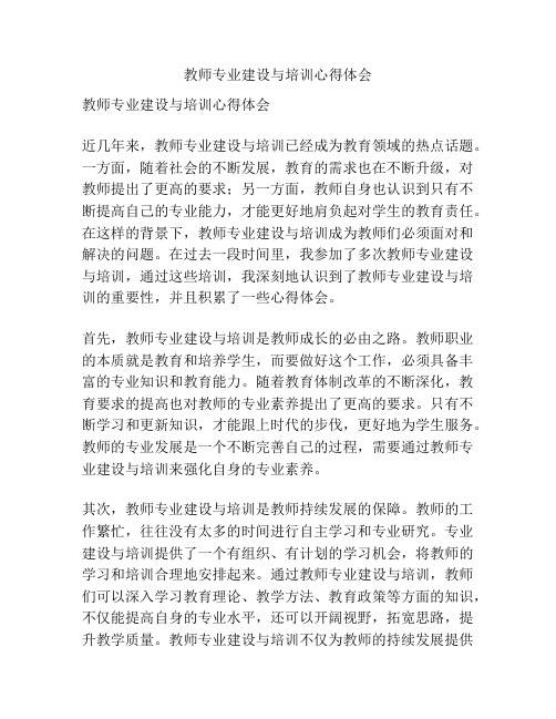 教师专业建设与培训心得体会