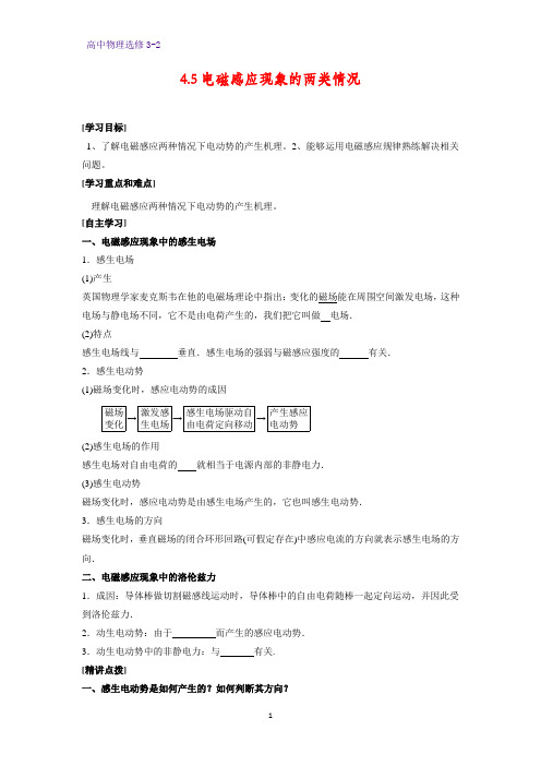 高中物理选修3-2学案5：4.5  电磁感应现象的两类情况