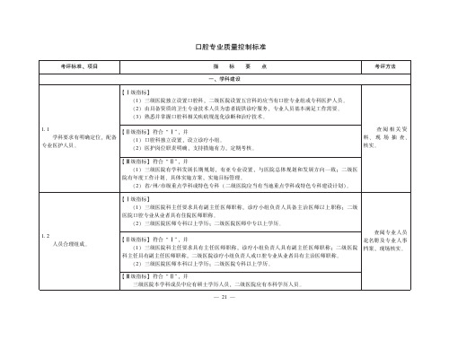 口腔专业质量控制标准(医疗质量控制标准)