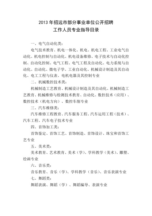 2013年招远市部分事业单位公开招聘