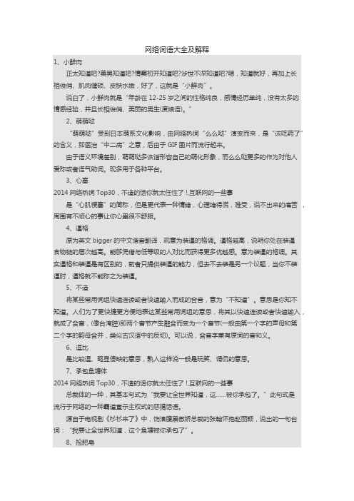 网络词语大全及解释