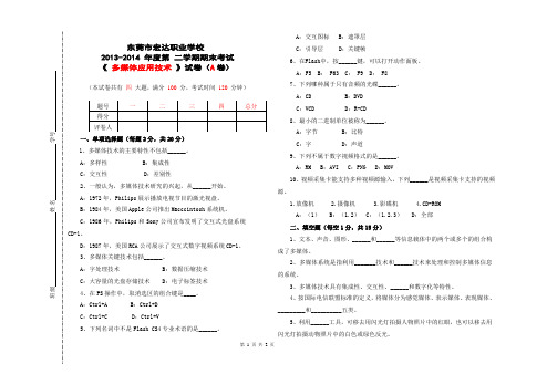 多媒体应用技术A卷(崔毅)