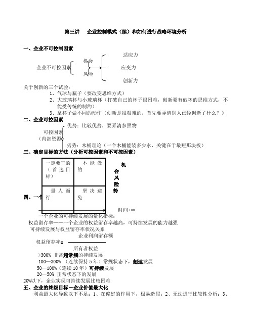 企业控制模式续和如何进行战略方案环境分析