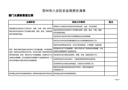 贺州八步区农业局责任清单