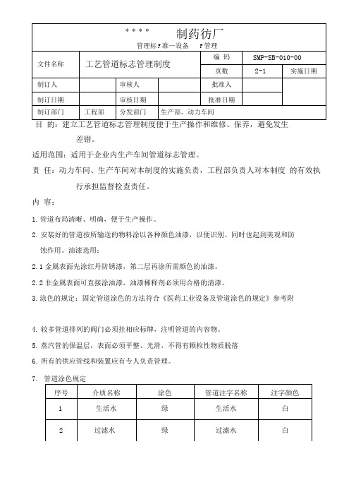 010-工艺管道标志管理制度