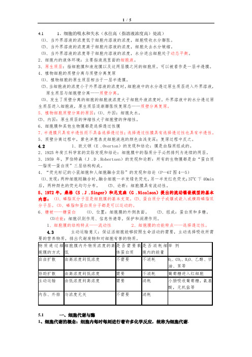 高一生物必修一第五章知识点总结