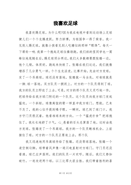 我喜欢足球_四年级作文