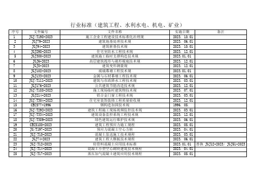 行业标准〔建筑工程、水利水电、机电、矿业〕