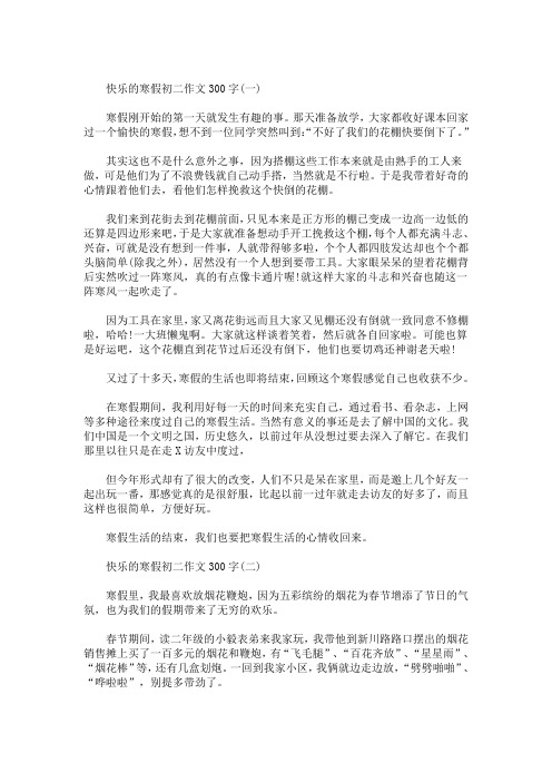 精选最新快乐的寒假初二作文300字5篇