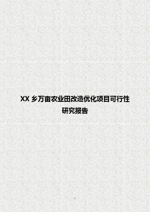 2018年完整版XX乡万亩农业田改造优化项目可行性研究报告