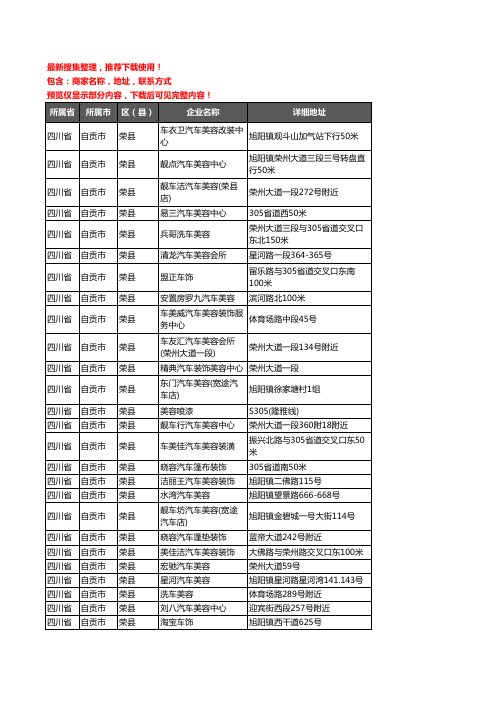 新版四川省自贡市荣县汽车装具企业公司商家户名录单联系方式地址大全43家