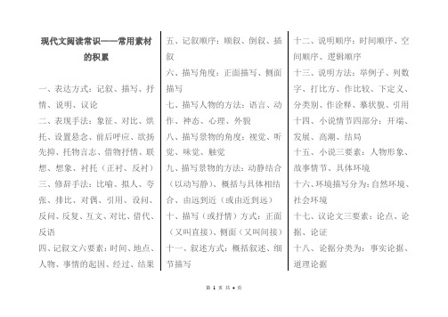 现代文阅读常识