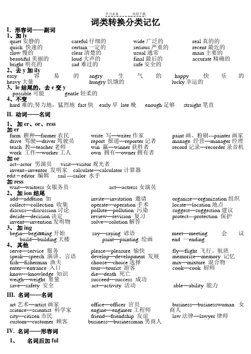 中考英语词性转换