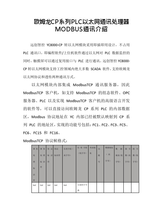 欧姆龙CP系列PLC以太网通讯处理器连接MODBUS处理器