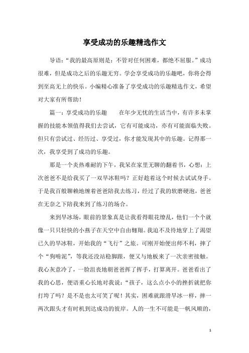 享受成功的乐趣精选作文