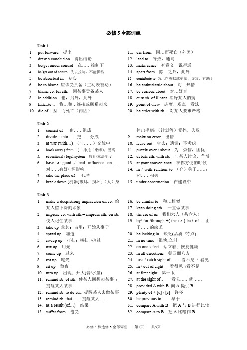 【精品】人教版必修5和选修6全部词组