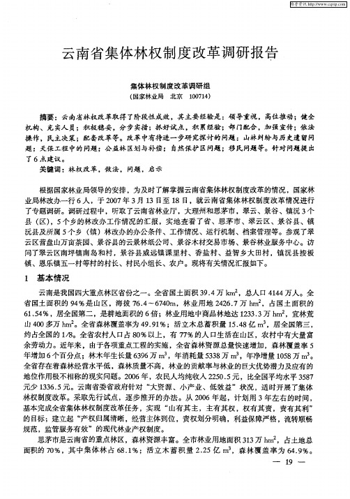 云南省集体林权制度改革调研报告