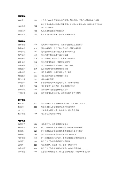 天正建筑T20命令大全