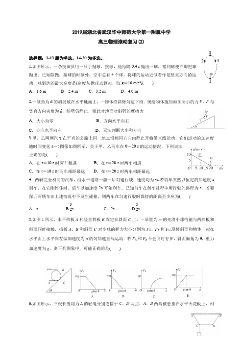 2019届湖北省武汉华中师范大学第一附属中学高三物理滚动复习(2)