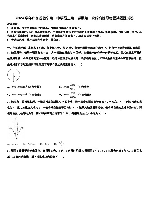 2024学年广东省普宁第二中学高三第二学期第二次综合练习物理试题理试卷