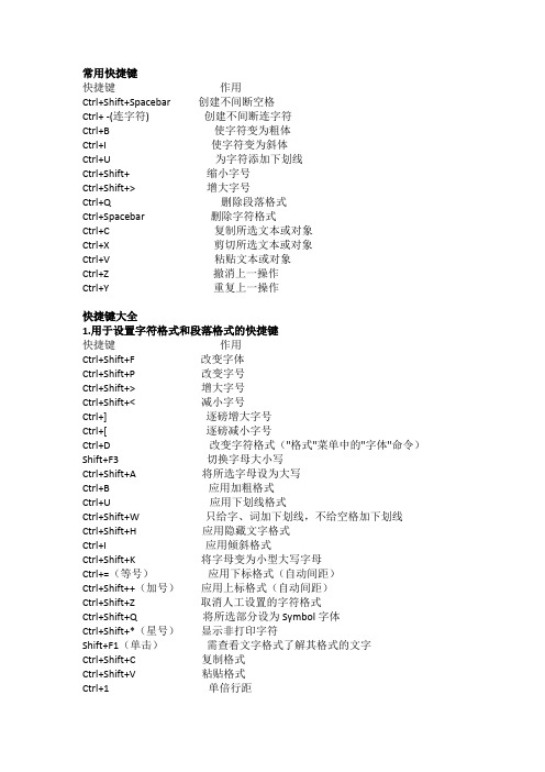 word2007快捷键(史上最全)