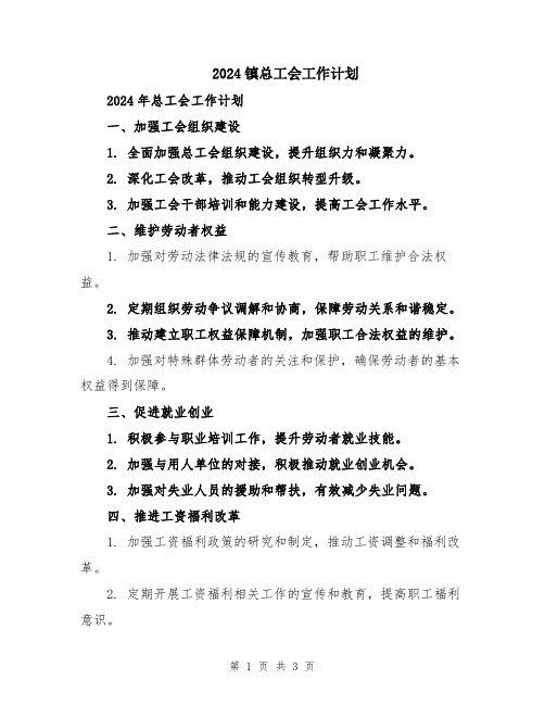 2024镇总工会工作计划